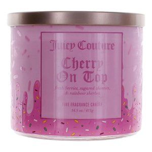 Juicy Couture 14.5 oz Soy Wax Blend 3 Wick Candle CHERRY ON TOP Berries Cherry +
